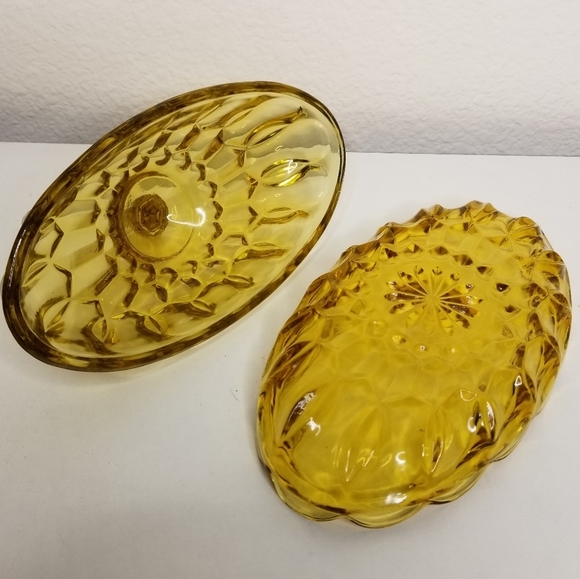 Anchor Hocking Fairfield Amber 70's Depression Glass 1/4lb Oval Butter Dish - Picture 7 of 12